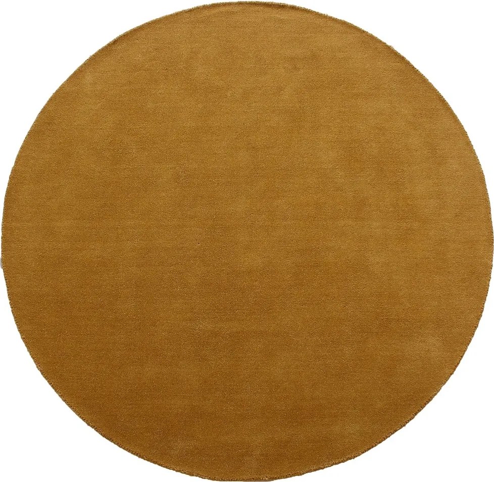 Okrągły dywan 100% wełna tkany ręcznie - Ø 200 cm - Ochra - 1800g/m² - SELINA