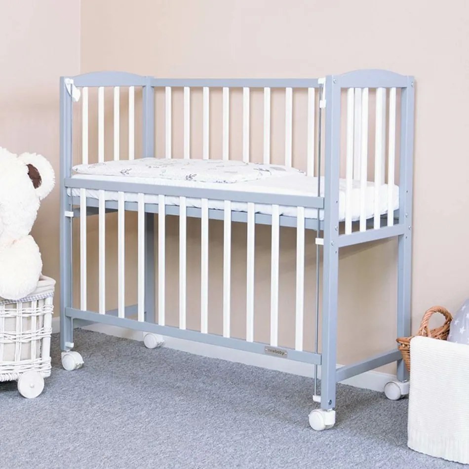 Nowe łóżeczko dziecięce Mateo, biało-szare