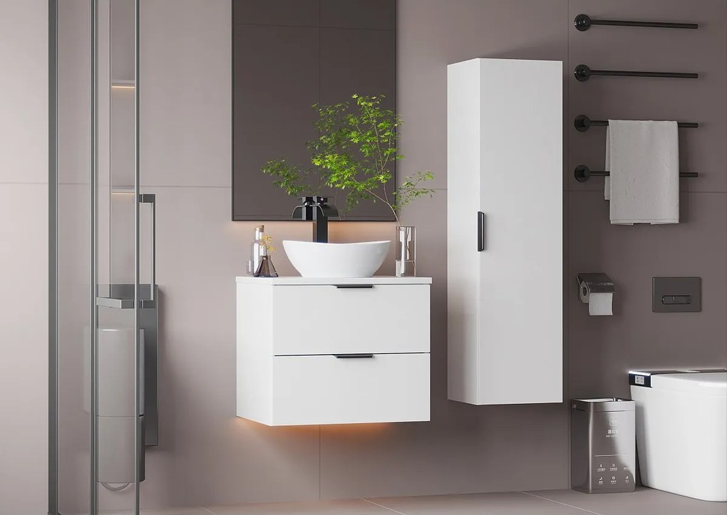 Biała Szafka do Łazienki Słupek Wysoki 1 Drzwi Pile