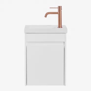 Zestaw Wiszących Mebli Łazienkowych Zintegrowany Z Umywalką Narek Biała & Bezlusterkowiec - Sklum