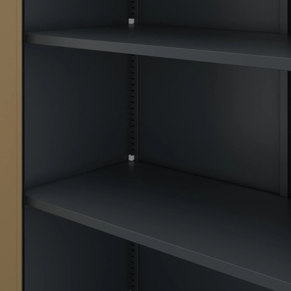 Szafa metalowa z witryną antracytowa / orzech: Eco Design AMELIA, 900 x 1850 x 400 mm