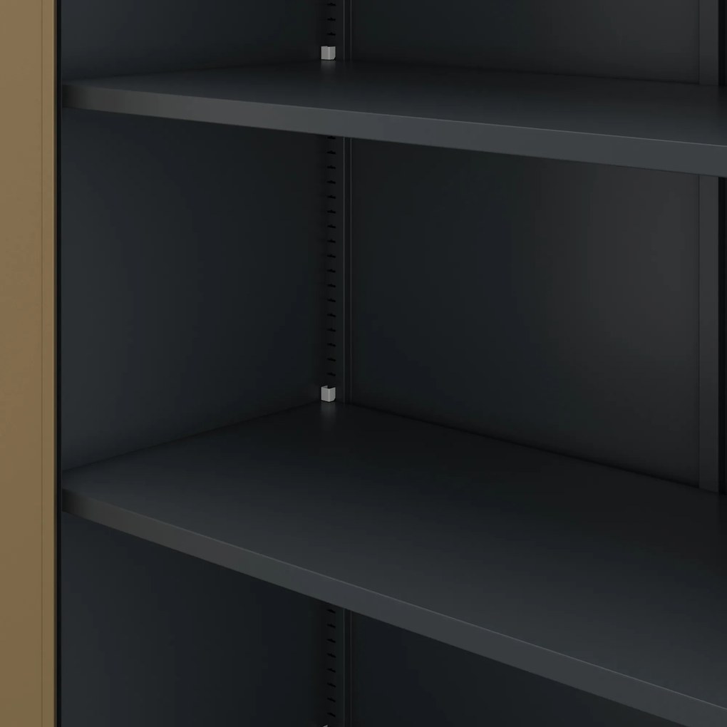 Witryna przeszklona metalowa wysoka z zamkiem antracytowa/orzech, 900x1850x400 mm: AMELIA Eco Design