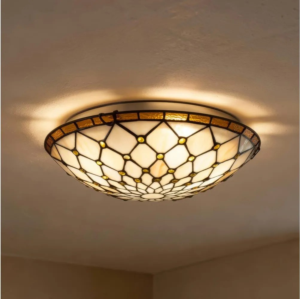 BRILAGI - Tiffany witrażowa lampa sufitowa IVORY 2xE27/60W/230V śr. 40 cm