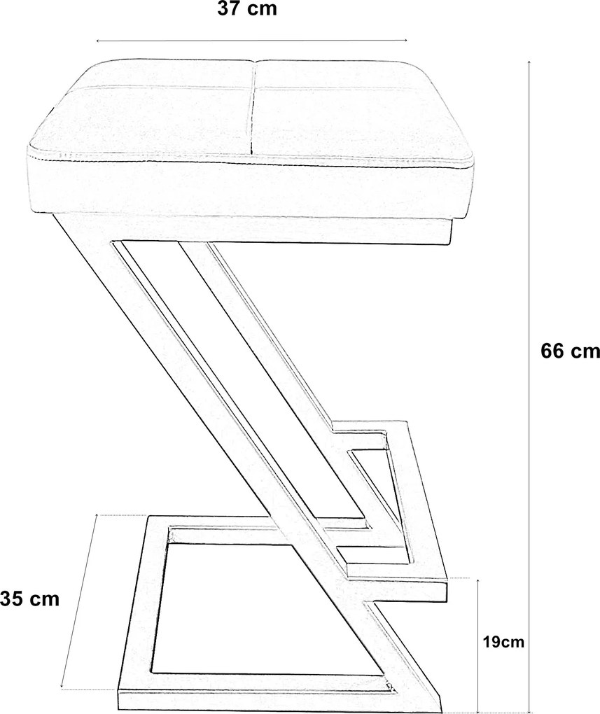 Hoker ZETA krzesło barowe tkanina Welur podstawa metalowa LOFT : Kolor Stelaża - Złoty, Kolor tkaniny - VELVET - MG31