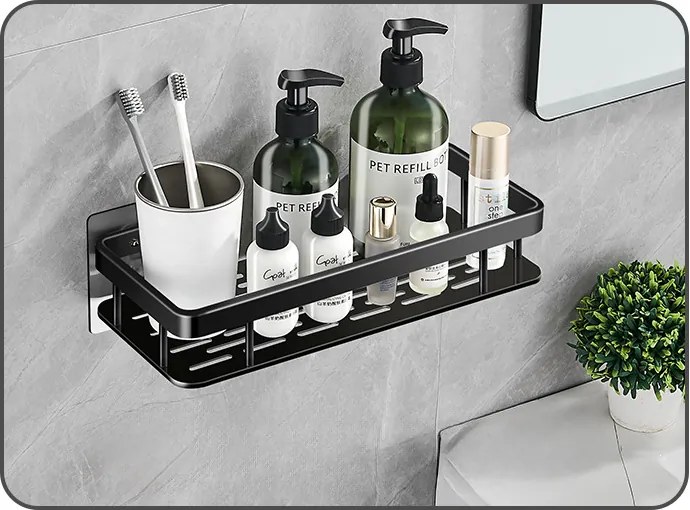 Półka łazienkowa wisząca 2szt - czarna