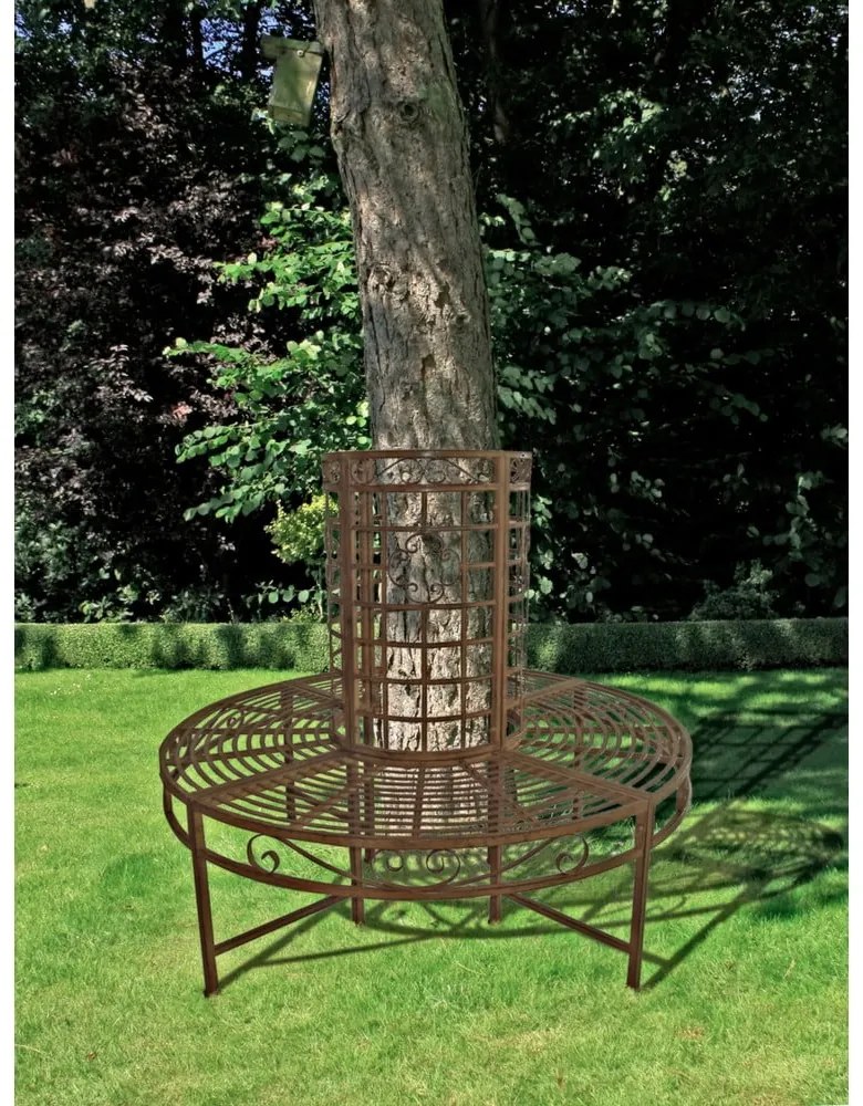 Czarno-ciemnobrązowa metalowa ławka ogrodowa Larissa – Garden Pleasure