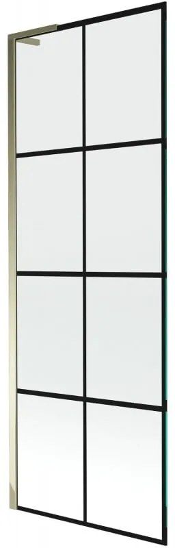 Mexen Next L parawan nawannowy 1-skrzydłowy 70 x 150 cm, czarna kratka, złoty - 895-070-000-03-77-50