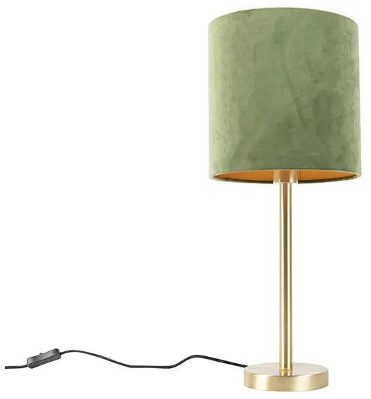 Lampa stołowa Botaniczna Mosiądz z Zielonym Kloszem 25 cm - Simplo