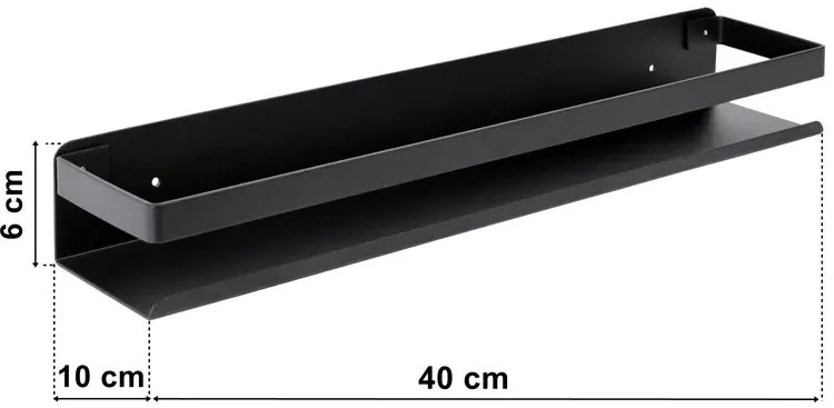 Czarna nowoczesna półka łazienkowa 40 cm - Derix