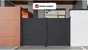 Brama wjazdowa rozwierna NAZARIO, pełna, z aluminium w kolorze antracytowym – 300 × 173 cm (szer. × wys.)