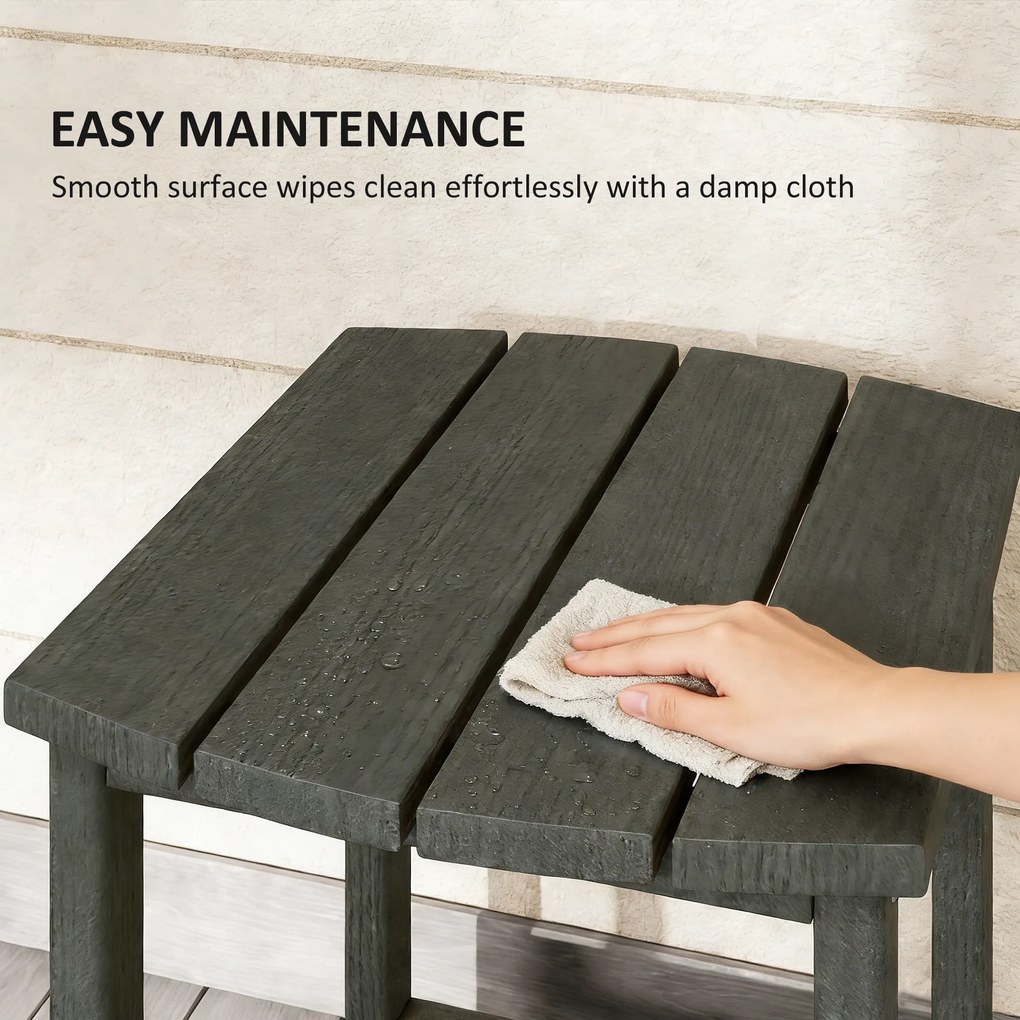 Outsunny Stolik ogrodowy, wodoodporny stolik balkonowy z HDPE, stolik jadalniany na zewnątrz, stolik campingowy do ogrodu, na taras, na balkon, 48 x 37 x 46 cm, szary | Aosom PL