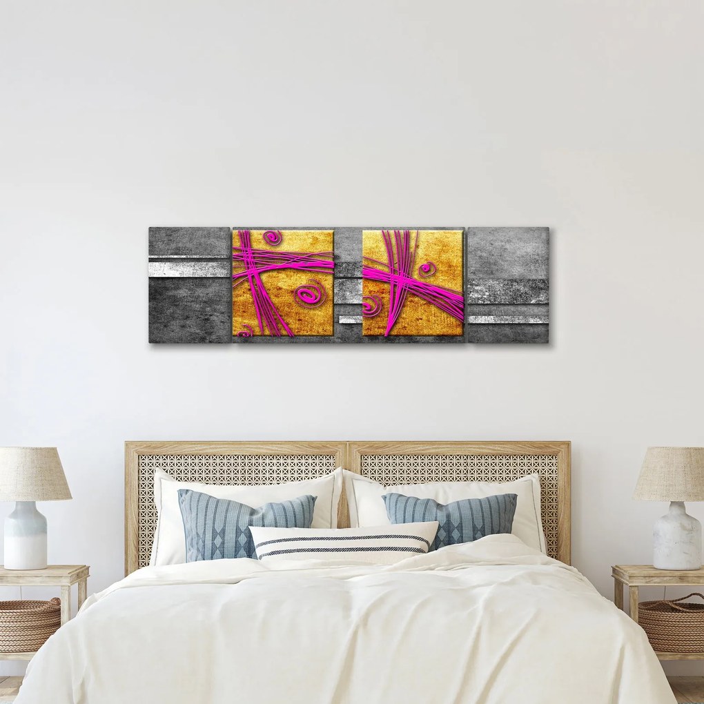 Obraz kolorowych kwadratów na czarnym tle (170x50 cm)