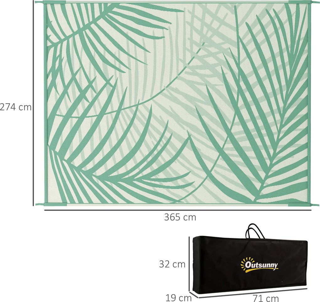 Outsunny Dywan zewnętrzny - Tarasowy, odporny na warunki pogodowe, nowoczesny design, 365 cm x 274 cm x 0,3cm, Zielony + Kremowy