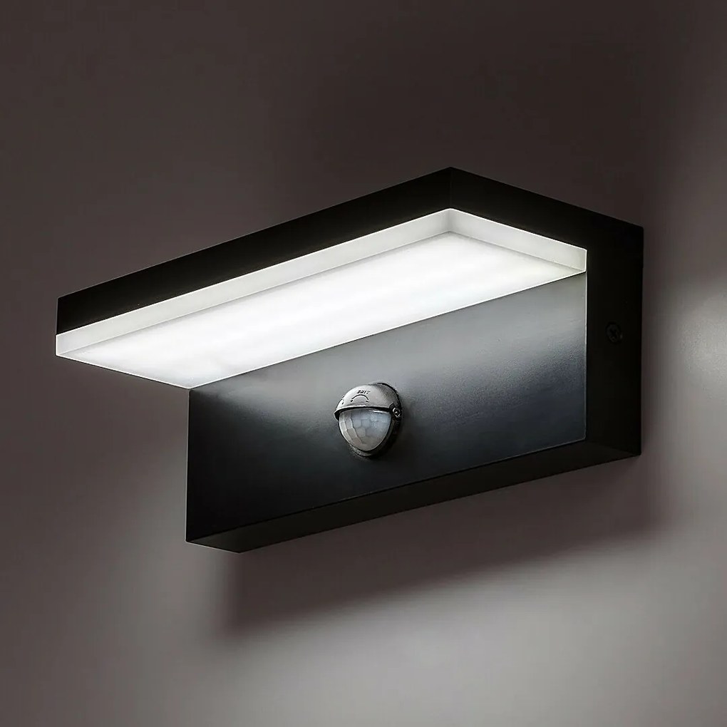 Rabalux 77115 zewnętrzna lampa ścienna LEDZaragoza, z czujnikiem, 9 W, IP54, czarna