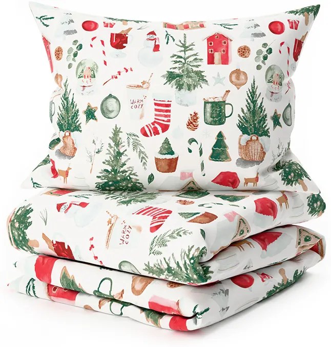 PrzytulneMieszkanie.pl PrzytulneMieszkanie.pl Bawełniana pościel MAGIC CHRISTMAS biała Rozmiar pościeli: 70 x 90 cm | 140 x 220 cm