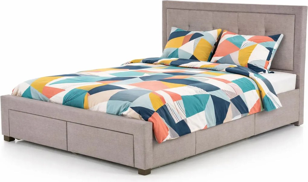 Beżowe łóżko tapicerowane N7-P95