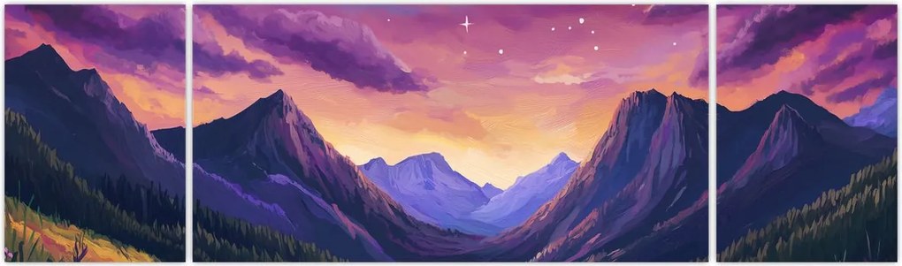 Obraz - Fioletowy krajobraz (170x50 cm)