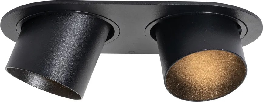 Zestaw 6 reflektorów wpuszczanych czarnych GU10 50mm 2-źródła światła - Installa