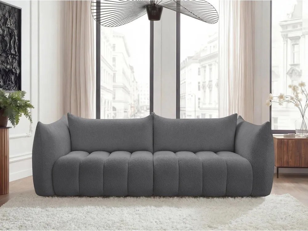 Szara sofa z materiału bouclé 286 cm Azra – Bobochic Paris