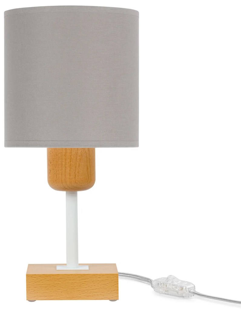 Lampka nocna stołowa CL-TI-DWE10x10BU-GR buk Szara 1xE27