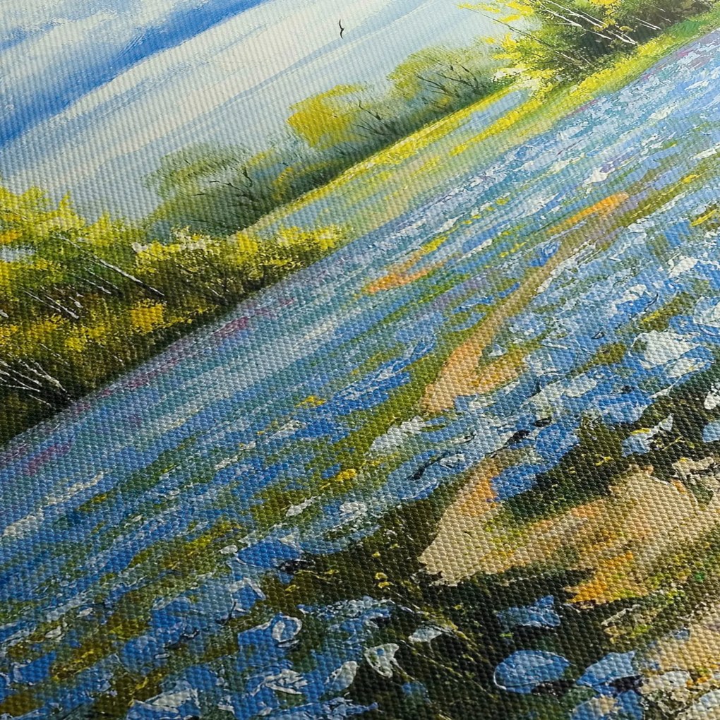 Obraz - Ścieżka w polu, obraz olejny (z zegarem) (90x30 cm)