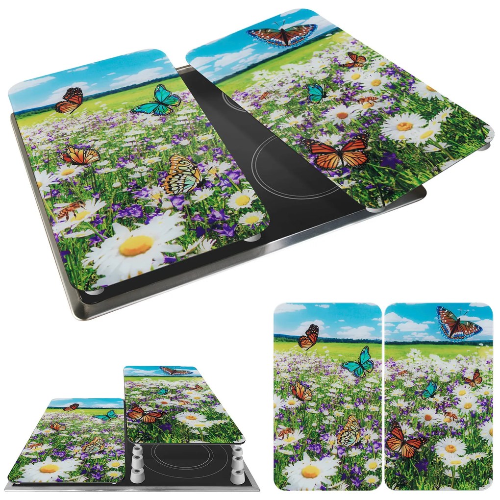 Szklane płyty na kuchenkę, 2 sztuki, Summer Meadow, Maximex