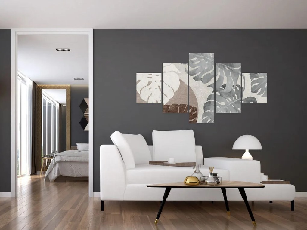 Obraz - Wzór z liśćmi (125x70 cm)