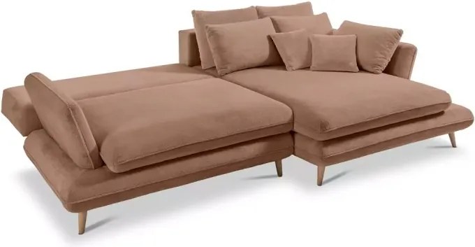 Narożnik MONTE Prawostronny z funkcją spania, pojemnikiem i poduszkami, Sorriso 05 Brązowy WERSAL