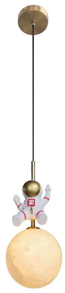 Żyrandol dziecięcy na lince ASTRONAUT 1xE27/60W/230V śr. 15 cm złoty/beżowy