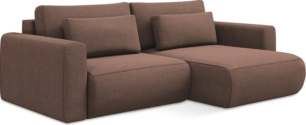 Narożnik prawostronny z funkcją spania - z tkaniny strukturalnej - pudrowy róż - KAPUA