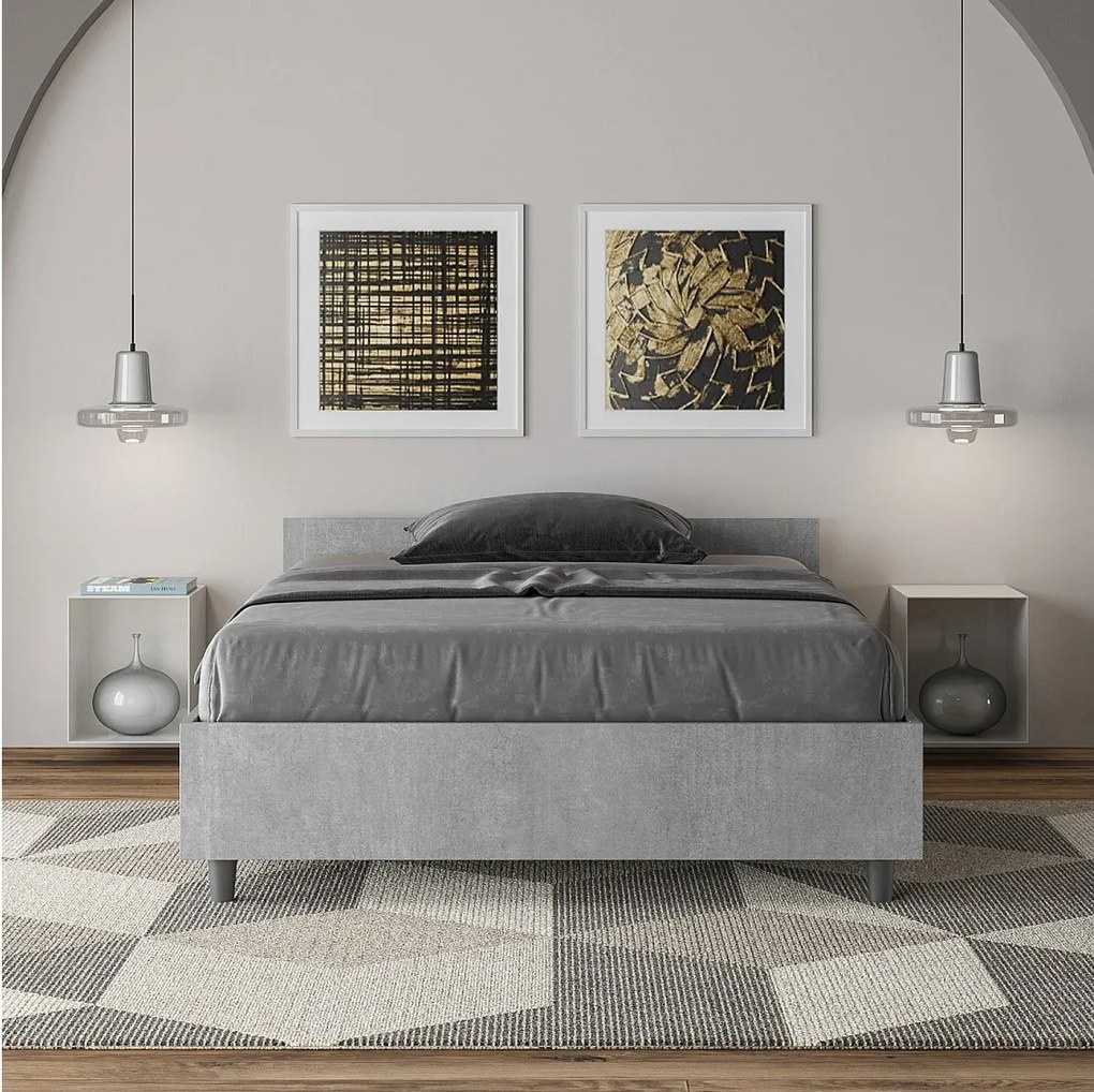 Łóżko wyposażone w stelaż z listwami 120x190 cementu Nuamo