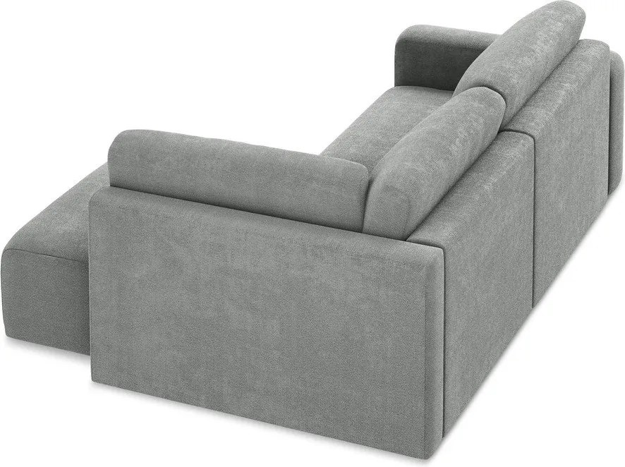 Szary rozkładany narożnik ze schowkiem z tkaniny szenilowej (prawostronny/w kształcie litery L) Kona – Makamii