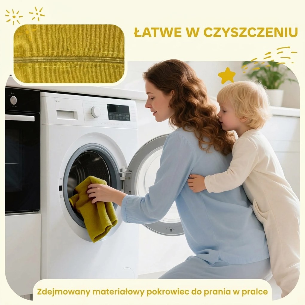 AIYAPLAY Zestaw 7 miękkich klocków piankowych dla maluchów — sztruksowy, odpinany pokrowiec, różne kształty, kolorowy
