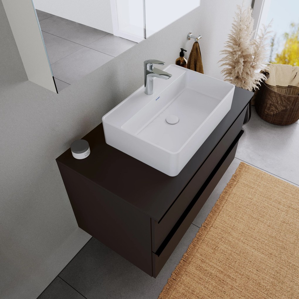 Umywalka nablatowa Duravit DuraBrezzaOdlew mineralny - Z półką na baterię - 60 x 40 x 14 cm
