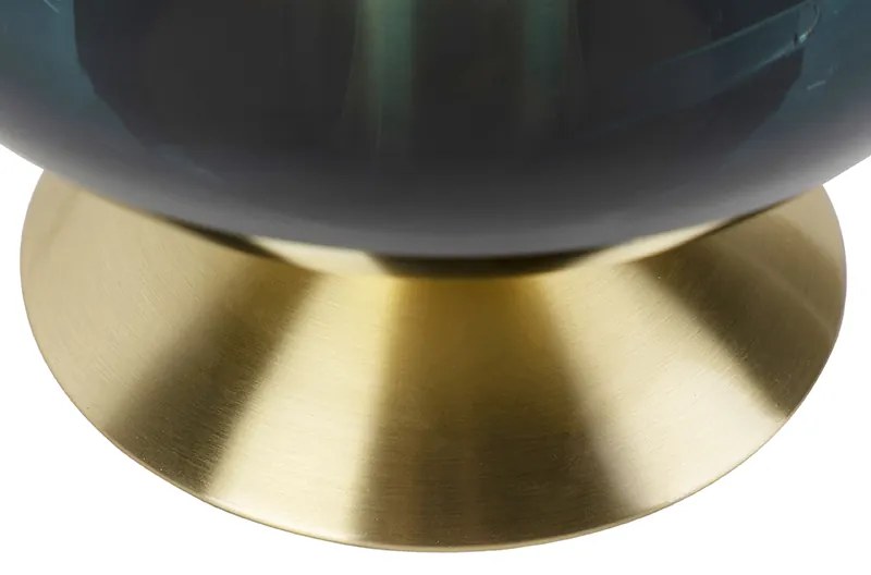 Lampa stołowa w stylu art deco mosiądz z oceanicznym niebieskim szkłem - Pallon ArtDeco Oswietlenie wewnetrzne