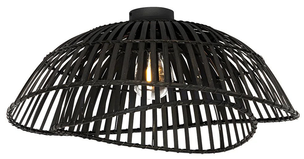 Orientalna lampa sufitowa czarna z bambusa 62 cm - PuaKolonialny Oswietlenie wewnetrzne