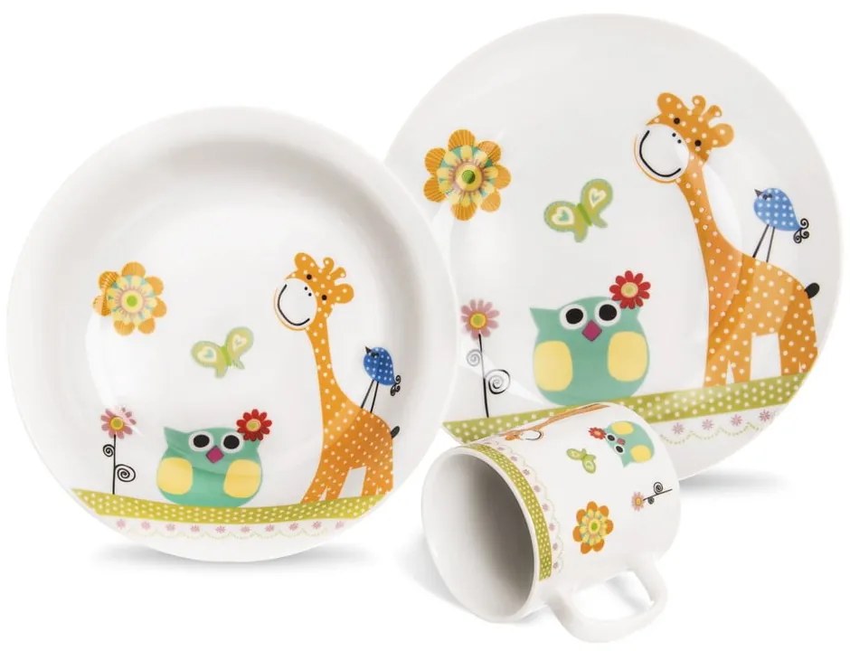 3-częściowy zestaw dziecięcych porcelanowych naczyń Orion Giraffe