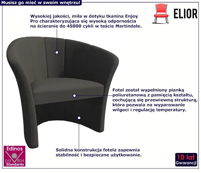 Grafitowy Elegancki Fotel Do Salonu F7-G85