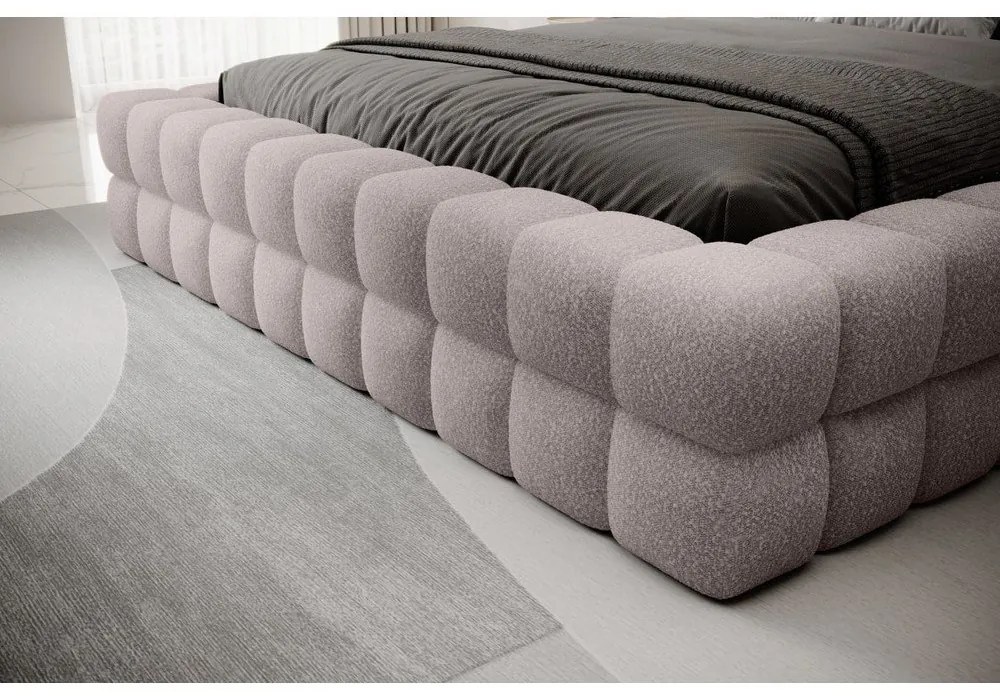 Jasnoróżowe tapicerowane łóżko dwuosobowe ze schowkiem ze stelażem 180x200 cm Dizzle – ELTAP