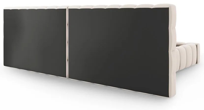 Beżowe tapicerowane łóżko dwuosobowe ze schowkiem i stelażem 160x200 cm Mamaia – Micadoni Home