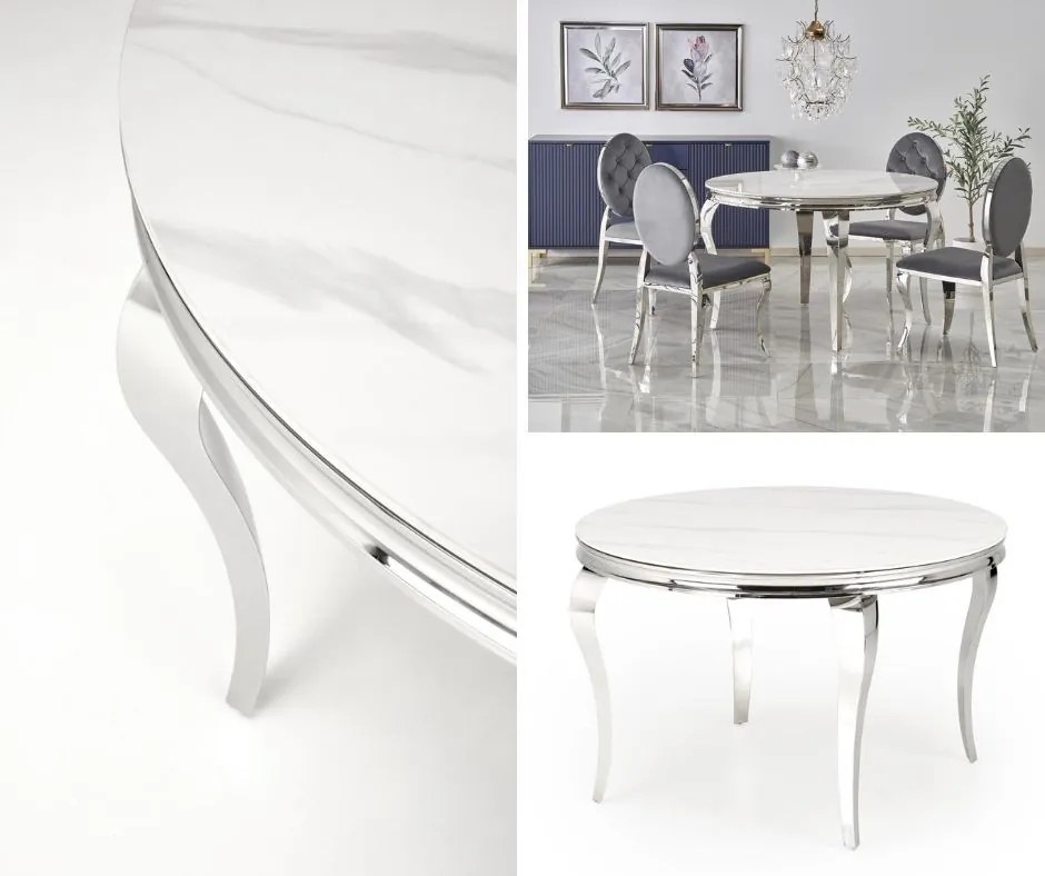 Stylizowany okrągły stół z marmurowym blatem Reginald Halmar