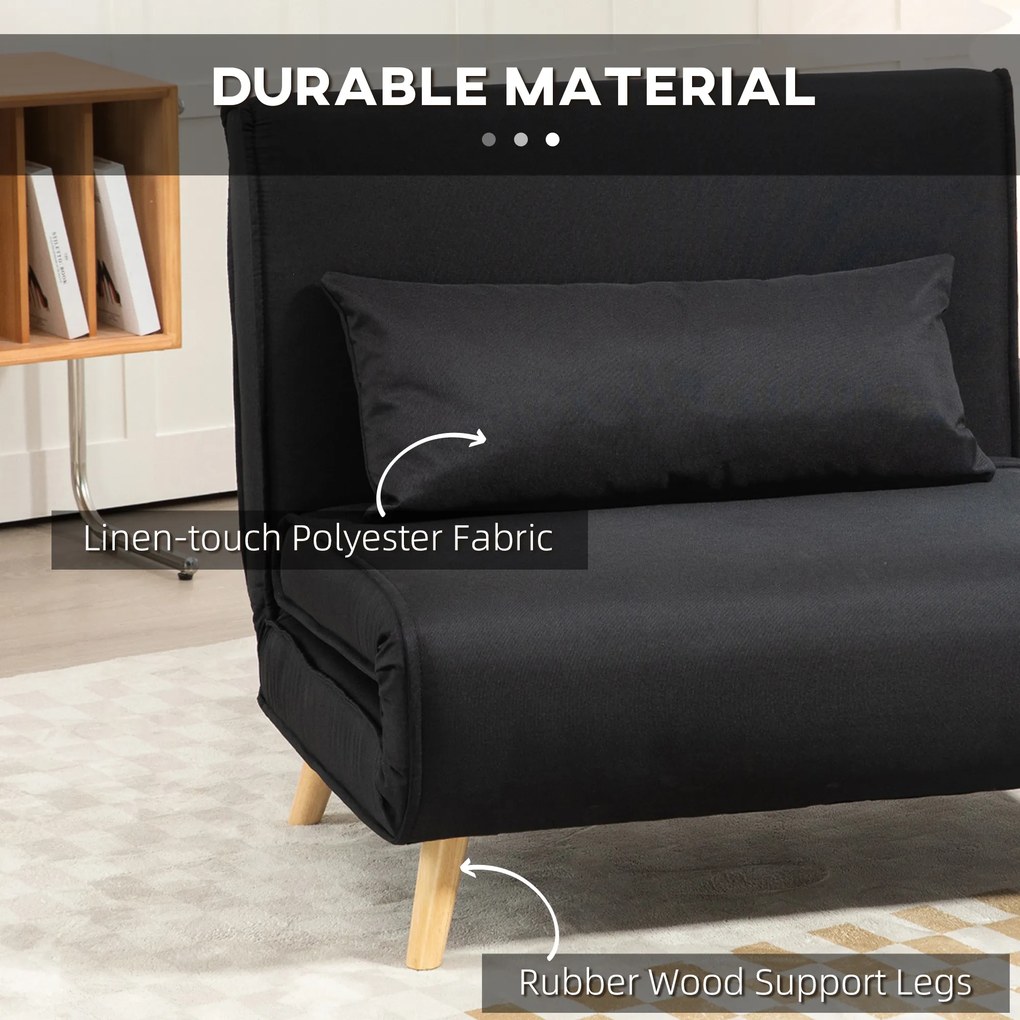 HOMCOM Fotel relaksacyjny z funkcją łóżka dla jednej osoby nowoczesny design do 350 kg czarny | Aosom PL