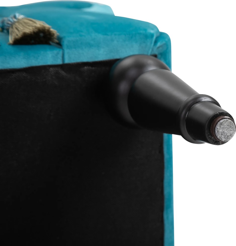 HOMCOM Luksusowa ławka tapicerowana otomana kauczuk poliester kolor niebieski