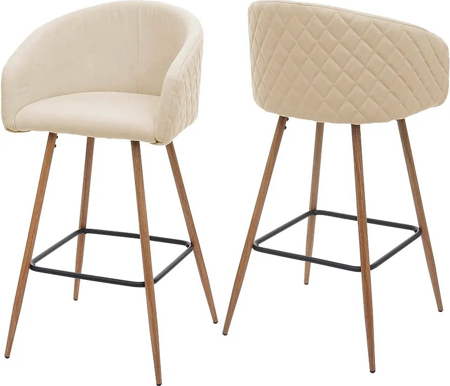 Stołek barowy MCW-D72 (zestaw 2 szt.),  tkanina/tekstylia, kremowo-beżowy