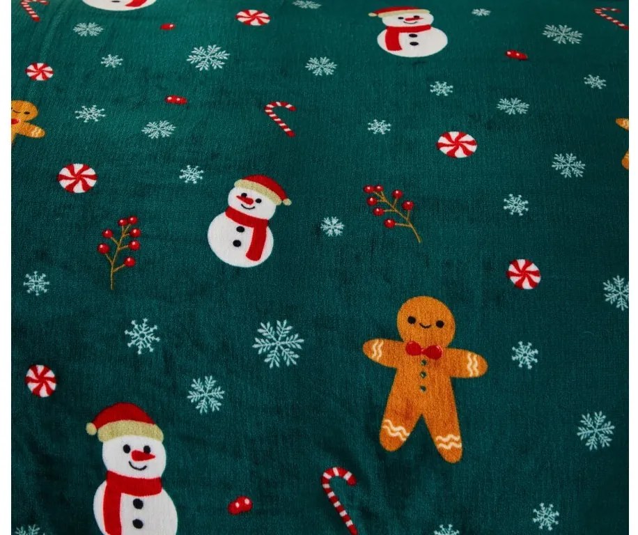 PrzytulneMieszkanie.pl PrzytulneMieszkanie.pl PrzytulneMieszkanie.pl Pościel mikropluszowa BAŁWAN I PIERNIK zielona + mikropluszowe prześcieradło SOFT 90x200 cm czarne
