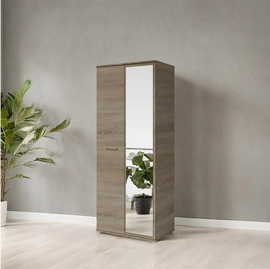 Szafa Otwierana Dwudrzwiowa z Lustrem 80cm x 200cm  TRUFLA | Półki + Wieszak