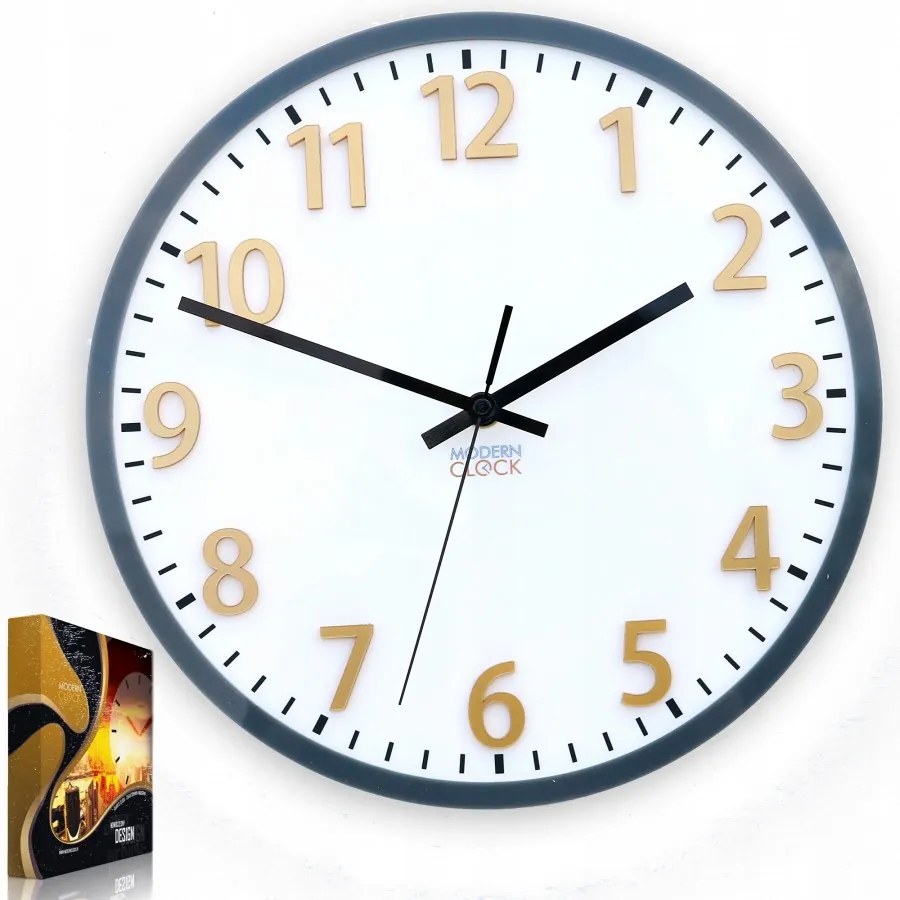 Zegar na ścianę klasyczny cichy mechanizm okrągły z białą tarczą akrylowy