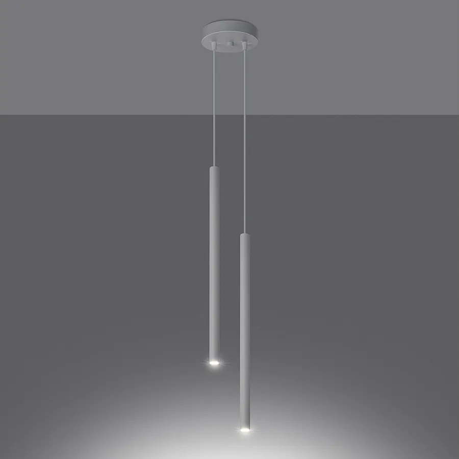 Lampy wiszące nowoczesny Brill, stal - 2 źródło światła 3000K - L.15 x H.118 cm - biały