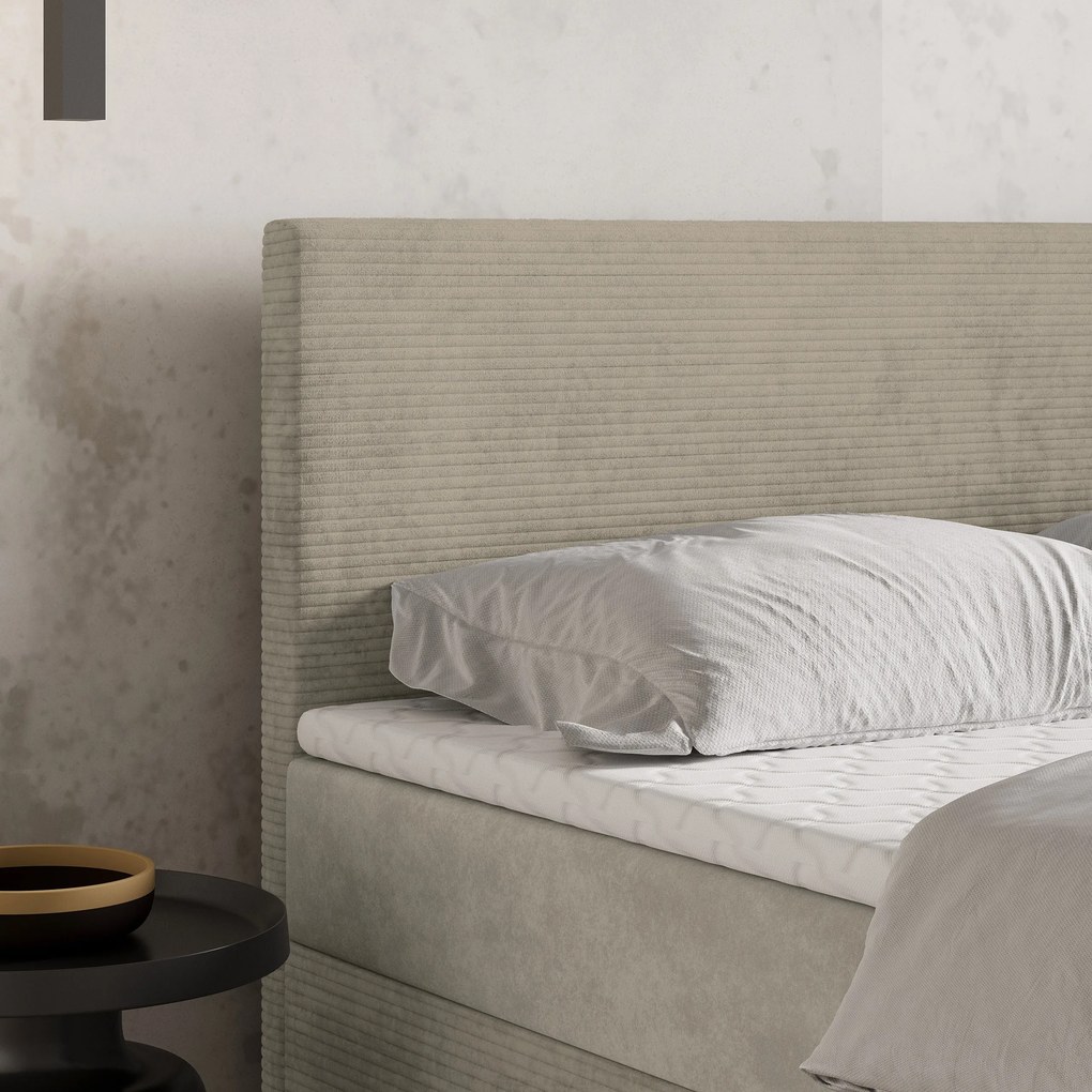 Masseno Łóżko kontynentalne TORREL z pojemnikiem na pościel 180x200 cm - Beżowy, POSO 02 + PAROS 02