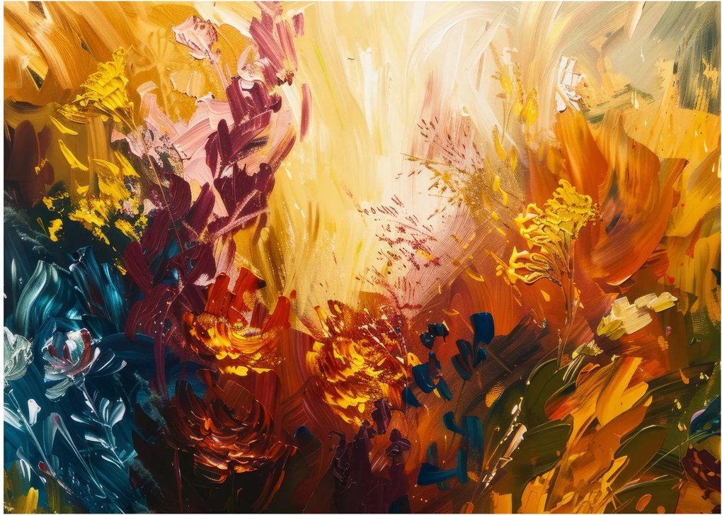 Obraz - Abstrakcyjny obraz kwiatów (70x50 cm)
